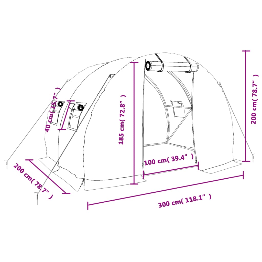 dimensions serre 6m² blanc